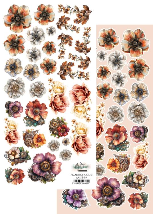 #33 Alchemy of Art Steampunk Time Self Cut Sheet 15x30 Flowers