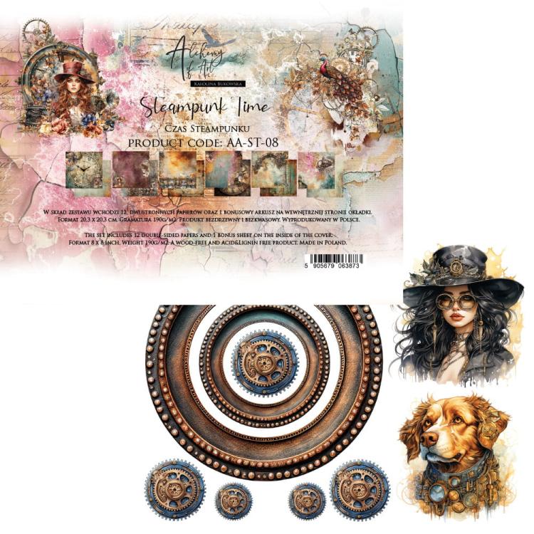 #34 Alchemy of Art Steampunk Time 8x8 Paper Pack