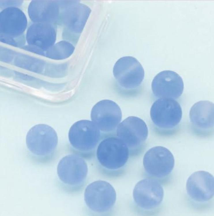 Glass Pearls Transparent Mat Blue Ø6mm