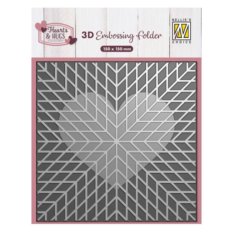 3D102 Nellie Snellen 3D Embossing Folder Geo Heart