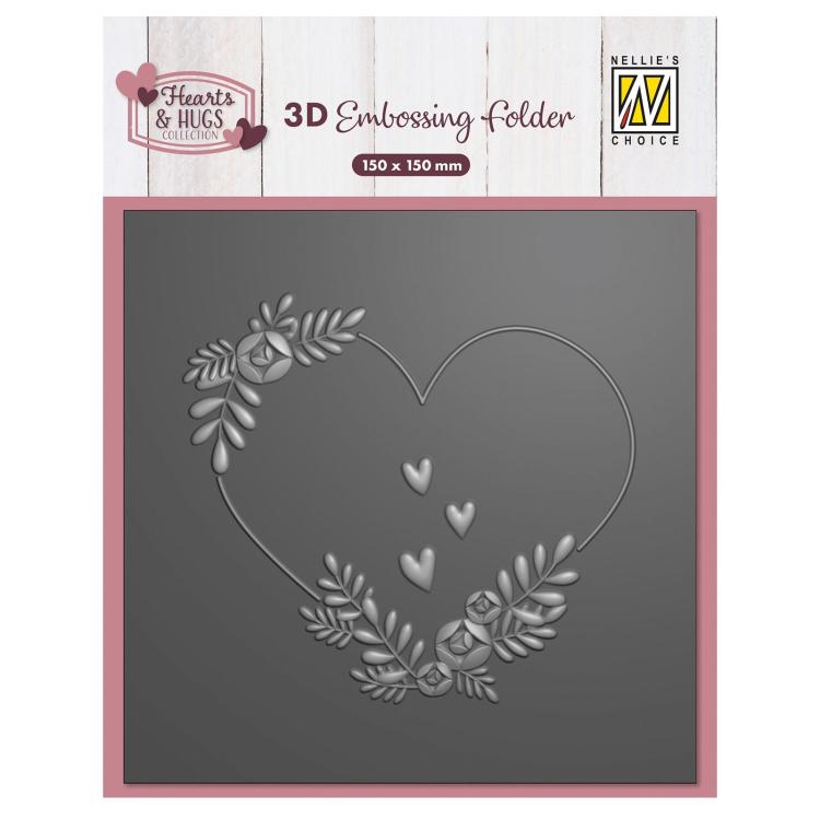 3D104 Nellie Snellen 3D Embossing Folder Flower Heart