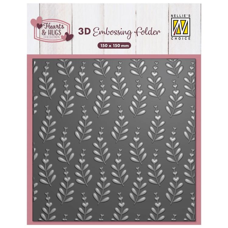 3D105 Nellie Snellen 3D Embossing Folder Heart Branches