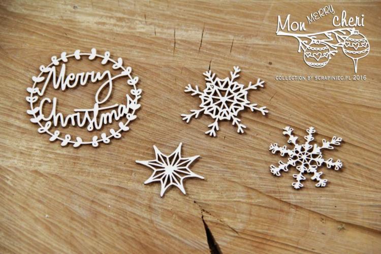 Scrapiniec Chipboard Mon Merry Cheri Merry Christmas 01