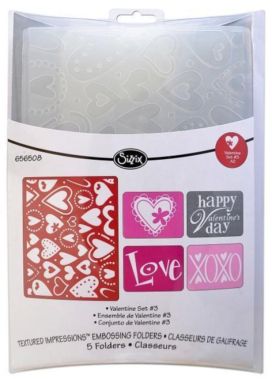 Sizzix Embossing Folder 5PK Valentine Set #656508