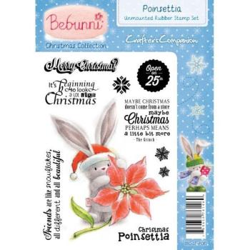 Bebunni Christmas A6 Unmounted Rubber Stamp - Poinsettia