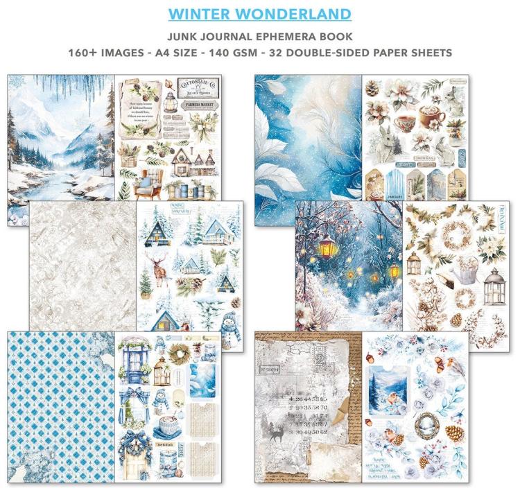 CBB001 Ciao Bella Winter Wonderland A4 Junk Journal Ephemera Book