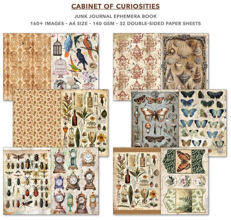 CBB002 Ciao Bella Cabinet of Curiosities A4 Junk Journal Ephemera Book