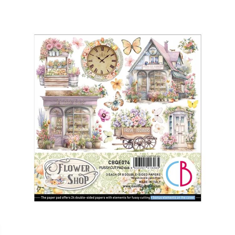 CBQE077 Ciao Bella Flower Shop 6x6 Inch Fussy Cut Pad