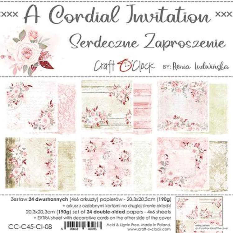 Craft O Clock 8x8 Paper Pad A Cordial Invitation