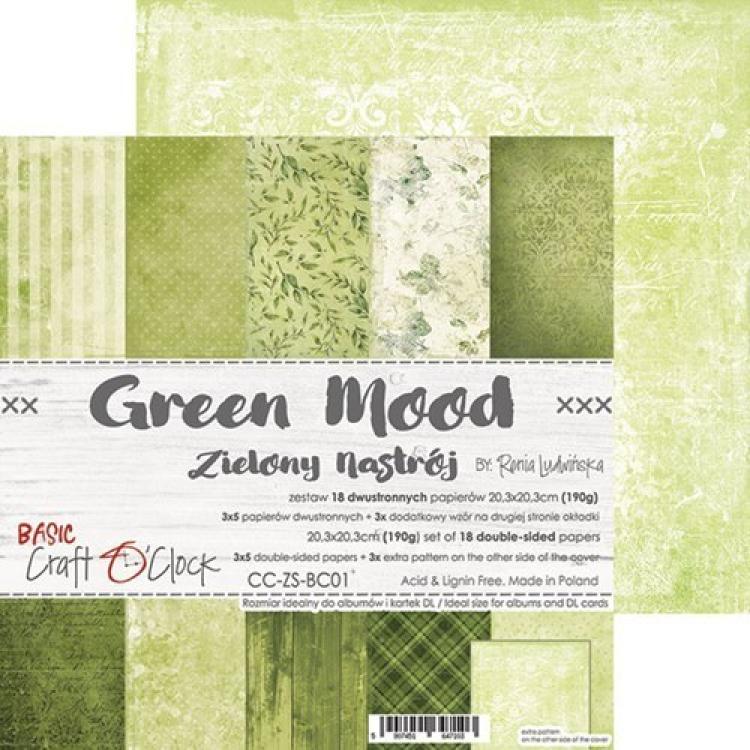 Craft O Clock 8x8 Paper Pad Basic 01 Green Mood