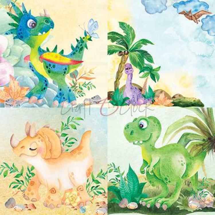 Craft O Clock 8x8 Paper Pad Dino Adventures