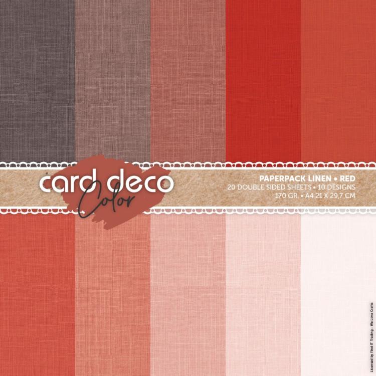 Card Deco Color A4 Paperpack Linen Red