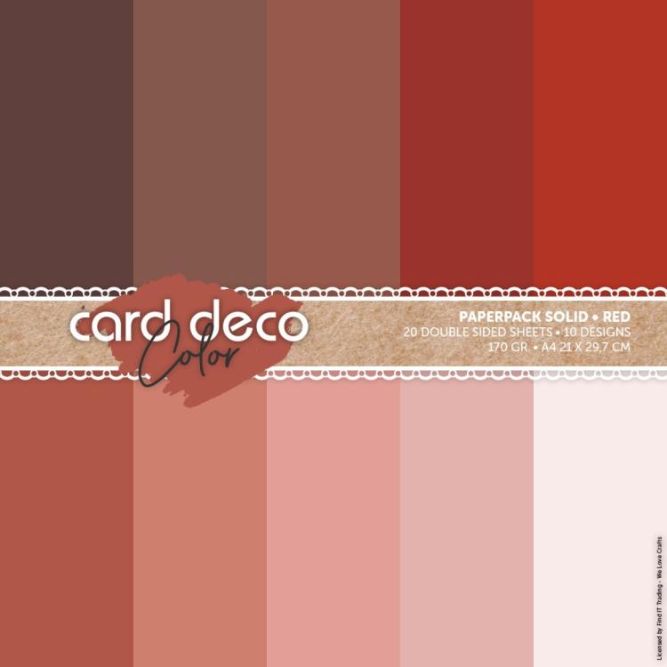 Card Deco Color A4 Paperpack Solid Red