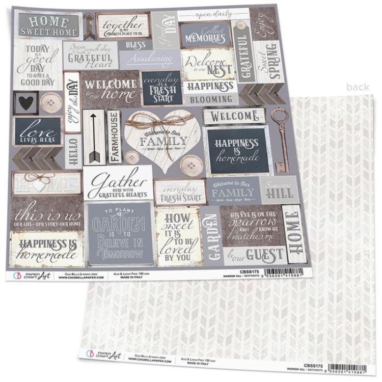 Ciao Bella 12x12 Paper Sheet Sentiments CBSS175