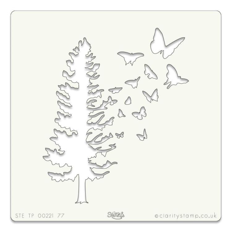 Claritystamp Art Stencil 7x7 Inch Butterfly Tree