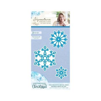 SALE Contemporary Christmas Metal Die Snowflakes of Joy