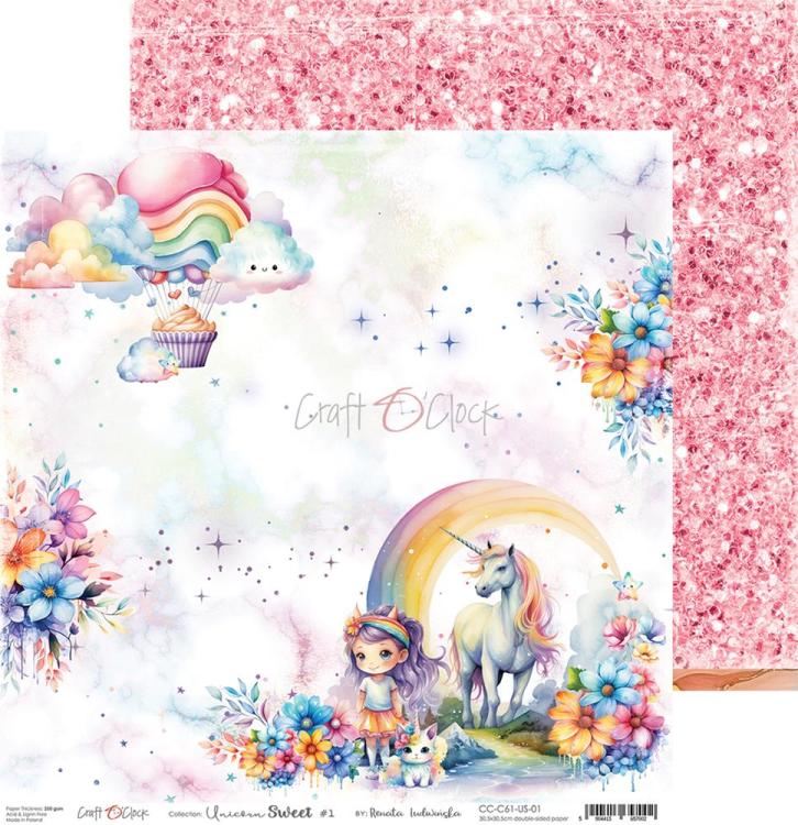 Craft O Clock 12x12 Paper Pad Unicorn Sweet