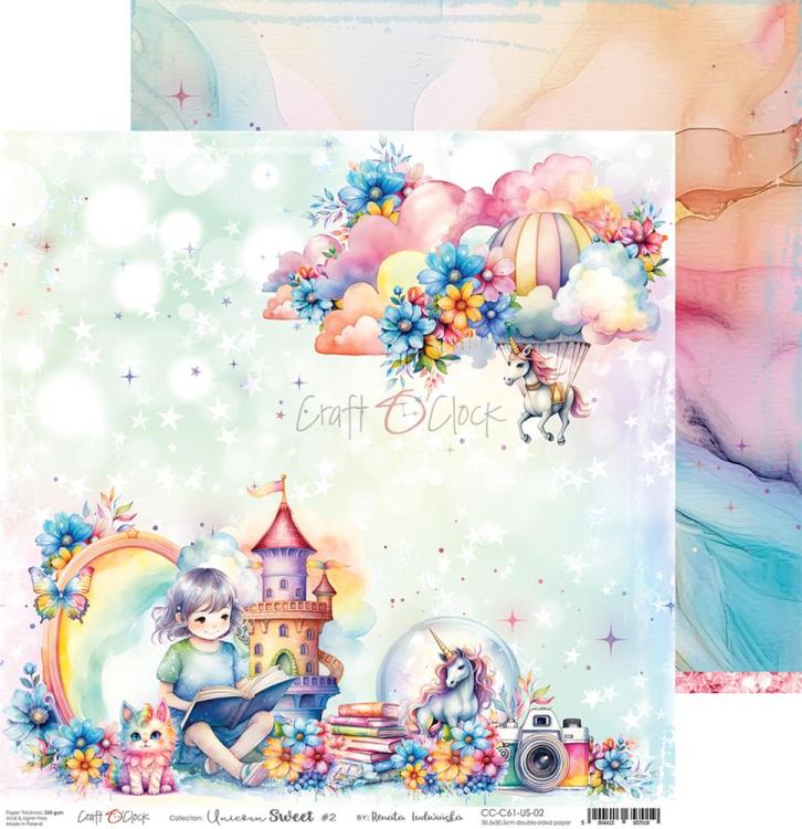 Craft O Clock 12x12 Paper Pad Unicorn Sweet