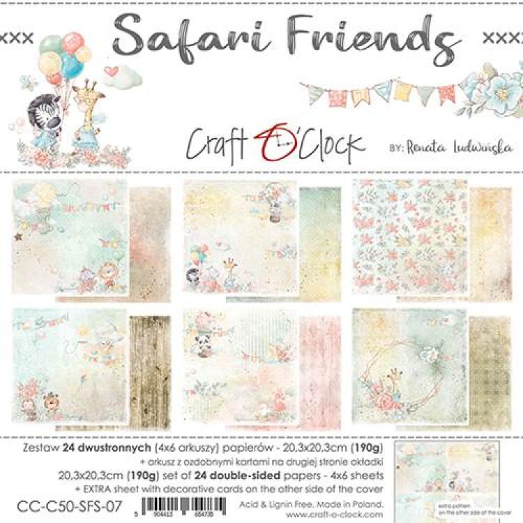 Craft O Clock 8x8 Paper Pad Safari Friends