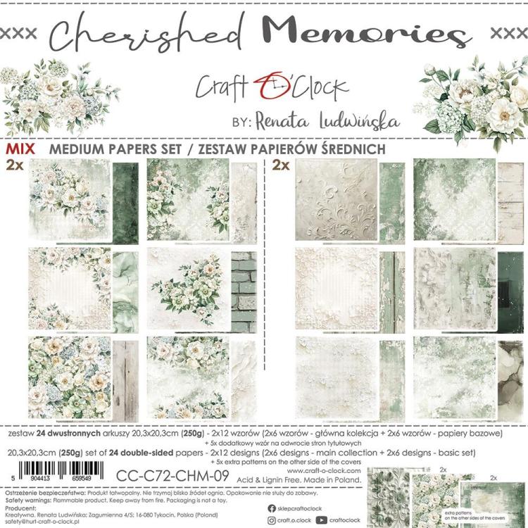 Craft O Clock Cherished Memories 8x8 Paper Pad MIX