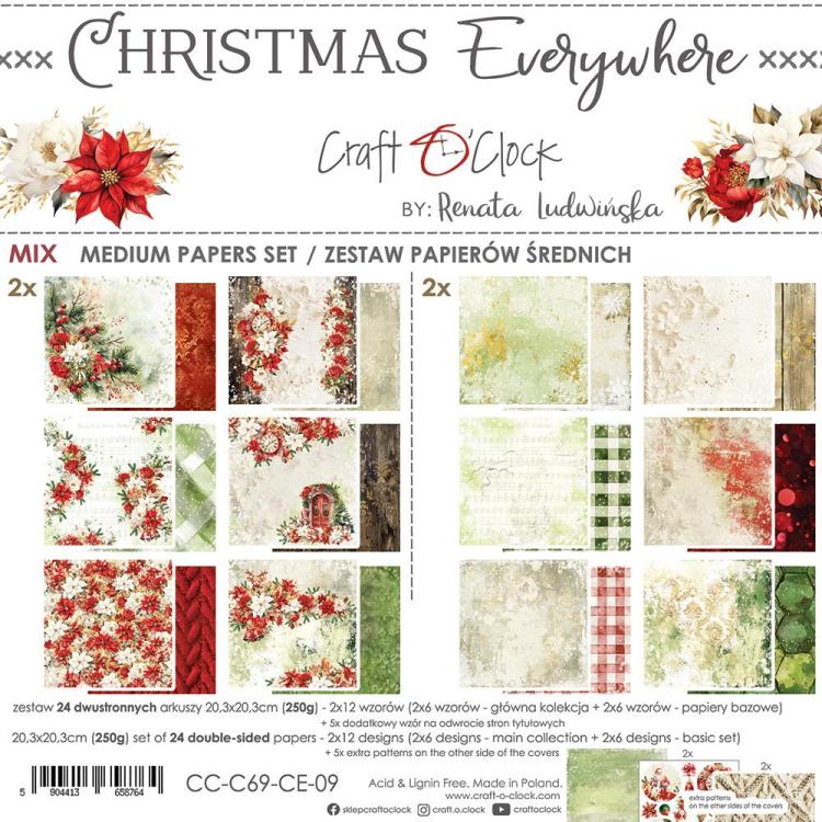 Craft O Clock Christmas Everywhere 8x8 MIX Paper Pad