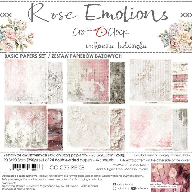 Craft O Clock Rose Emotions 8x8 Paper Pad Basic