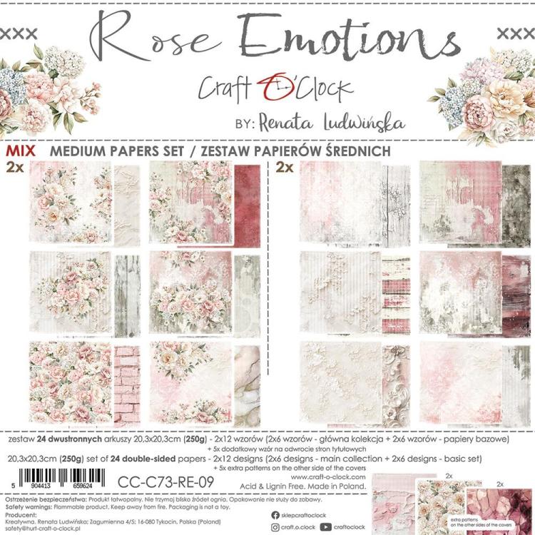 Craft O Clock Rose Emotions 8x8 Paper Pad MIX