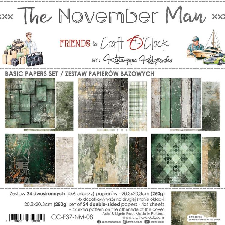 Craft O Clock The November Man 8x8 Paper Pad Basic