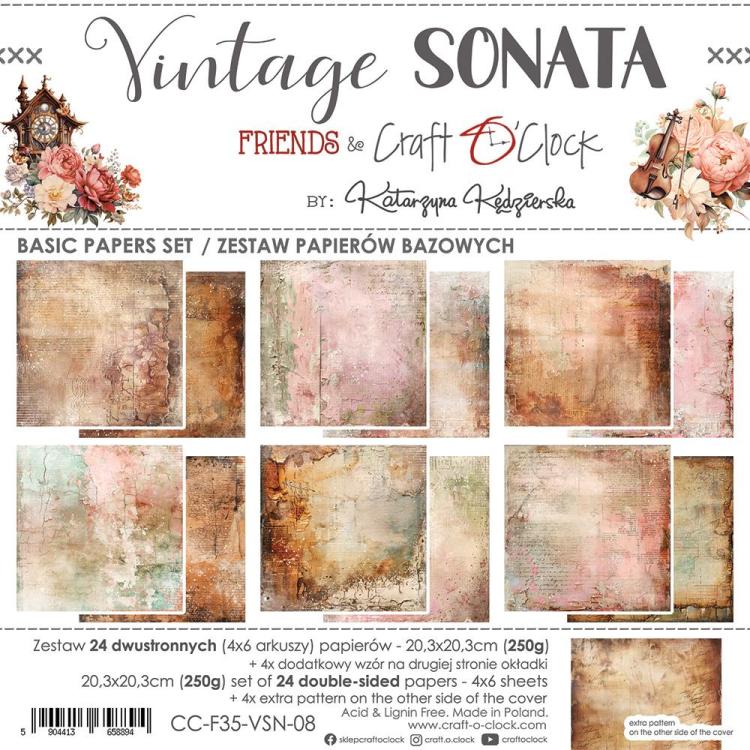 Craft O Clock Vintage Sonata 8x8 BASIC Paper Pad