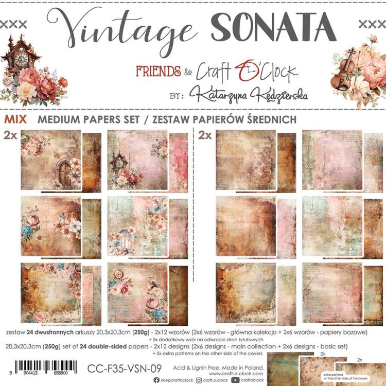 Craft O Clock Vintage Sonata 8x8 MIX Paper Pad