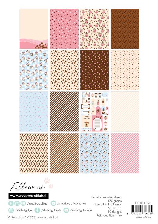 Creative CraftLab Friendz Design Paper A5 Bubble Tea #116