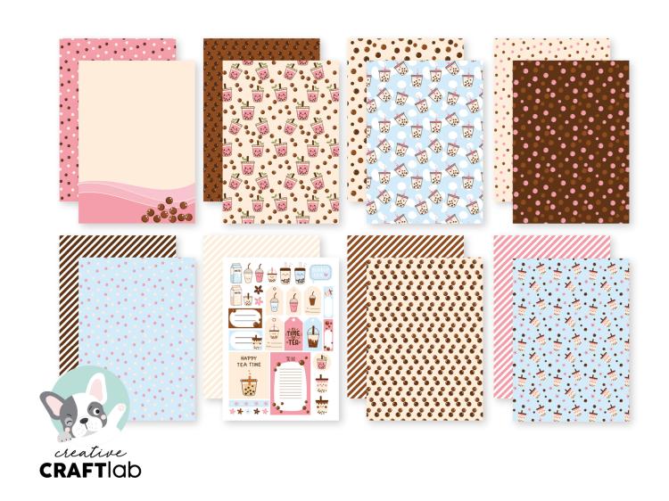 Creative CraftLab Friendz Design Paper A5 Bubble Tea #116