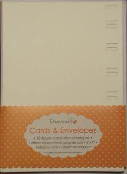 Dovecraft Ribbon 5 x7  Cards & Envelopes - White