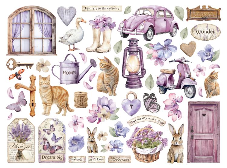 DFLDC100 Stamperia Lavender Die Cuts Assorted (36 pcs)