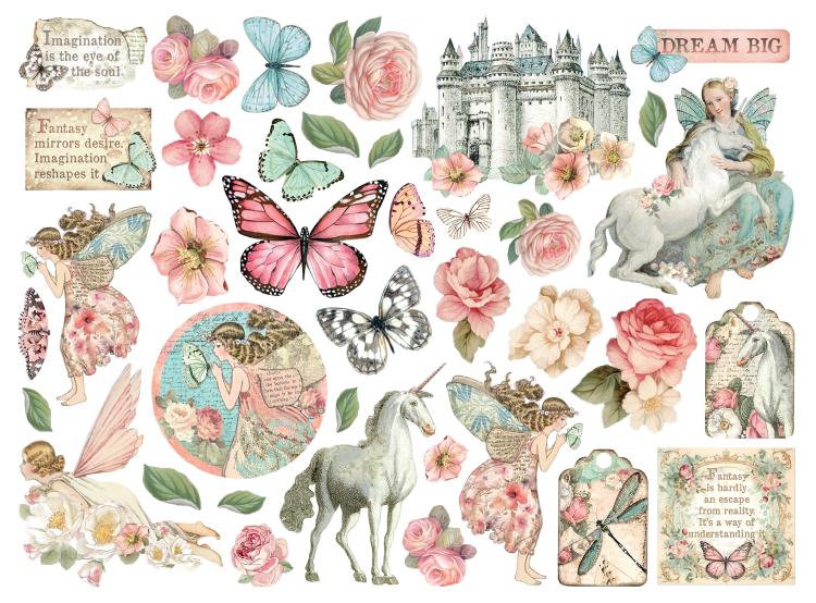 DFLDC101 Stamperia Wonderland Die Cuts Assorted (38 pcs)