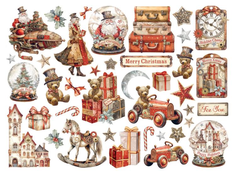 DFLDC102 Stamperia Gear up for Christmas Die Cuts Assorted (39 pcs)