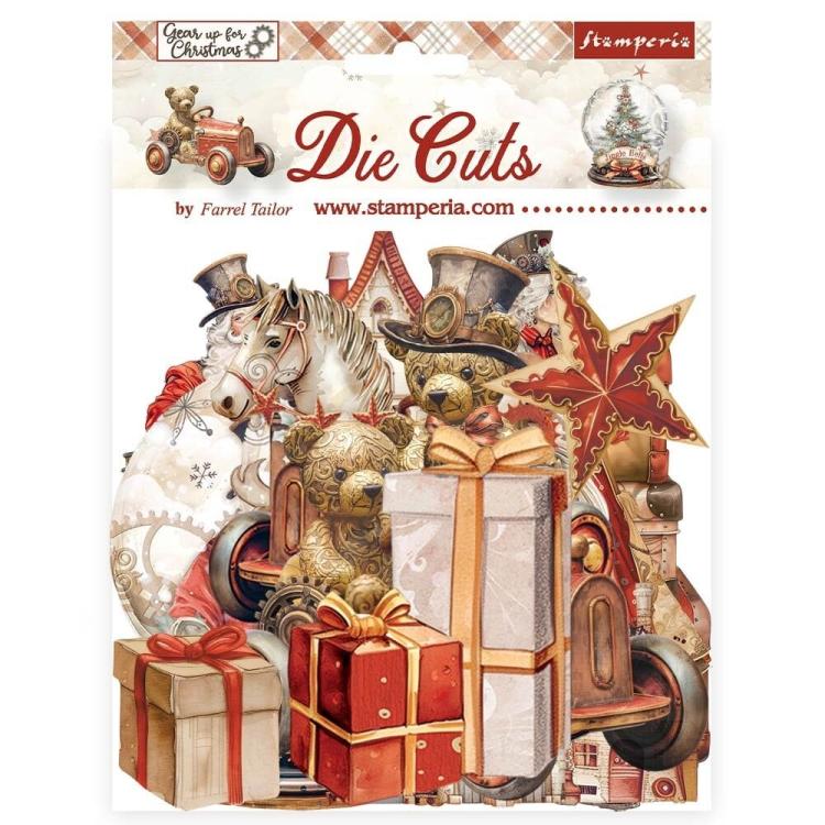 DFLDC102 Stamperia Gear up for Christmas Die Cuts Assorted (39 pcs)