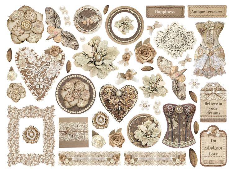 DFLDC107 Stamperia Old Lace Die Cuts Assorted (46 pcs)