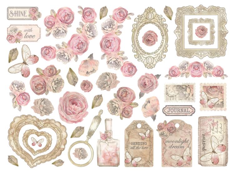 DFLDC99 Stamperia Shabby Rose Die Cuts Assorted (42pcs)