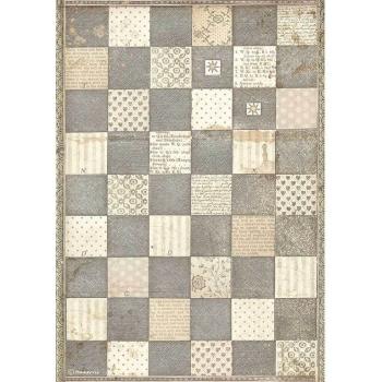 Stamperia A4 Rice Paper Alice Chessboard #4605