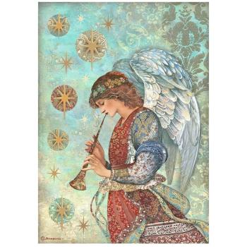 DFSA4791 Stamperia A4 Reispapier Christmas Greetings Angel