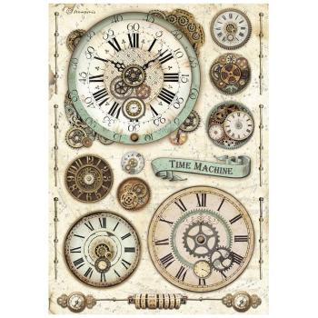 DFSA4838 Stamperia Voyages Fantastiques A4 Reispapier Clock