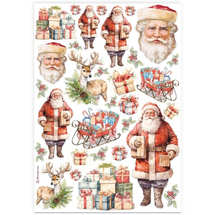 DFSA4919 Stamperia Classic Christmas A4 Reispapier Santa Claus