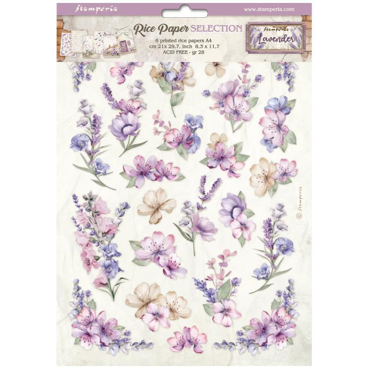 DFSA4XLV Stamperia Lavender A4 Reispapier SET