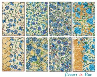 #39 Decorer Mini Scrapbook Paper Set Flowers in Blue