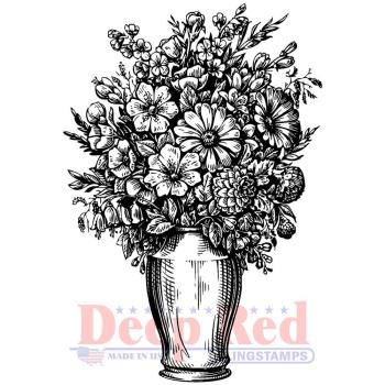 Deep Red Cling Stamp Summer Vase