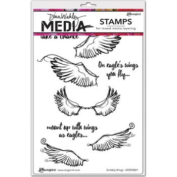 Dina Wakley Media Cling Stamps  Scribbly Wings #MDR52821