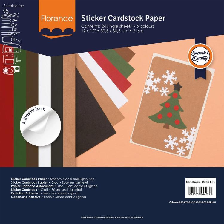 Florence 12x12 Sticker Cardstock Paper Christmas