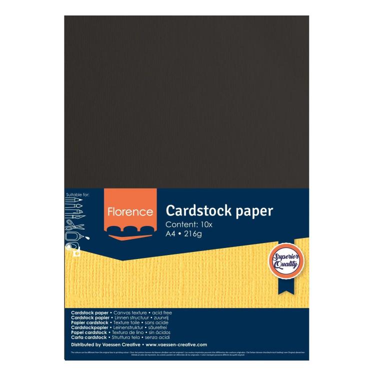 Florence A4 Cardstock Canvas Testure Black (Schwarz)