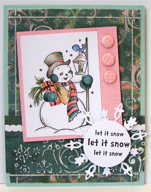 Prickley Pears Stempel Snowman with lantern